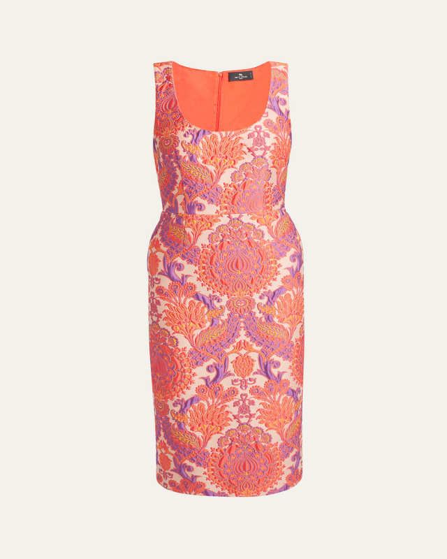 Sleeveless Brocade Sheath Dress